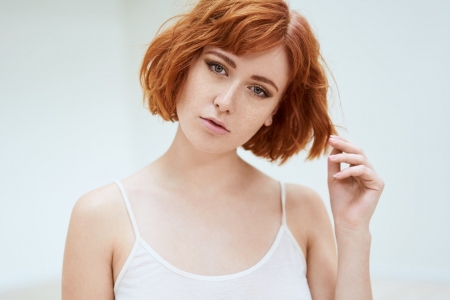 Redhead - face, women, redhead, freckles