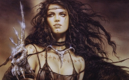 Warrior girl - fantasy, warrior, girl, luis royo, art, luminos