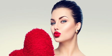 Beauty - heart, girl, lips, red, valentine, woman, model, kiss, anna subbotina