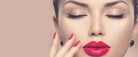 Beauty - woman, beauty, anna subbotina, girl, lips, model, face, red, hand