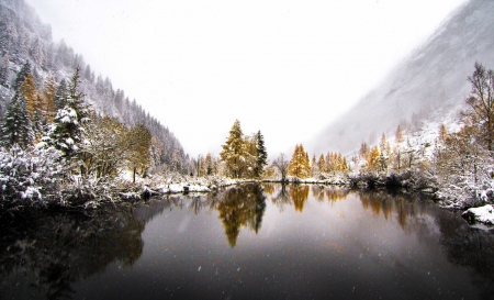 Winter Lake - winter, nature, lake, snow