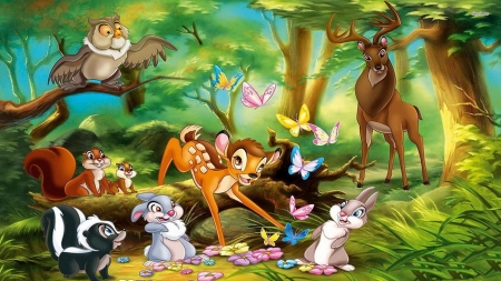 bambi - bambi, thumper, flower, forest