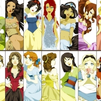 gathering of disney princesses