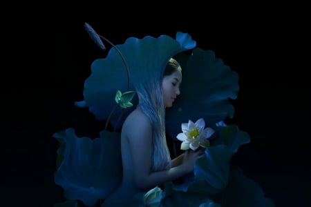 Mermaid - lotus, summer, girl, flower, duongquocdinh, fantasy, mermaid, woman, model