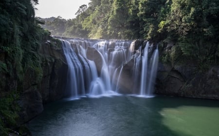 Waterfall - waterfall, sky, tree, nature