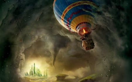 Oz the Great and Powerful (2013) - hot air balloon, fantasy, poster, movie, tornado, oz the great and powerful