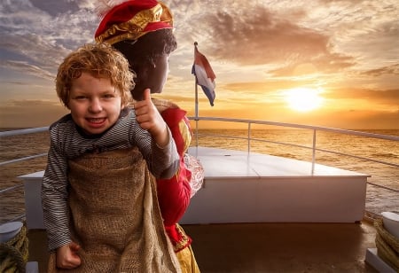 I'm OK - summer, immigrant, child, copil, boat, ship, sun, creative, fantasy, adrian sommeling, sea, boy