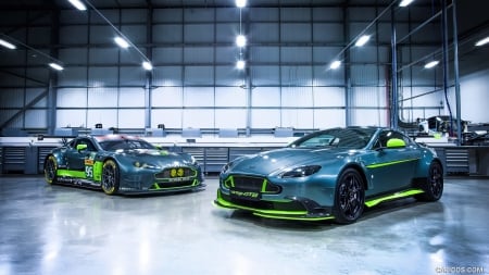 2017 Aston Martin Vantage GT8 and AM V8 Vantage GTE race car