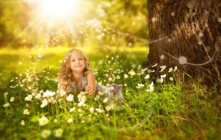 â€¢áƒ¦âœ¿áƒ¦â€¢ - cat, spring, girl, green