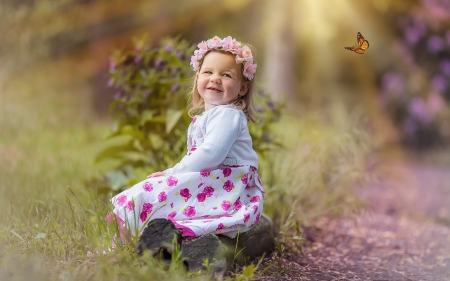 Little Girl - butterflies, girl, nature, cute