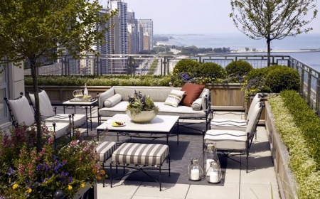 Terrace with a View - city, furniture, trees, terrace