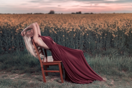 Women - women, chair, girl, hair