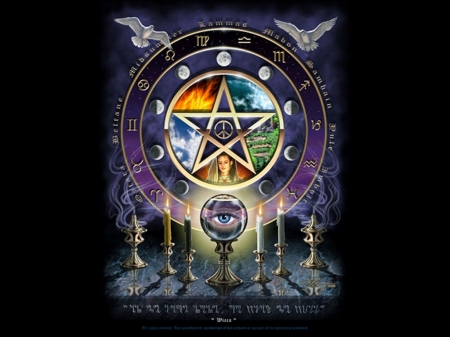 Wicca Magic - Sign, Woman, Purple, Doves