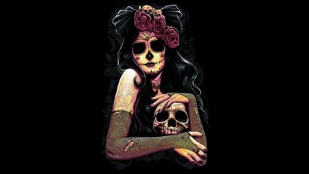 My Own True Love - beauty, dark, sugar skull, woman, skull