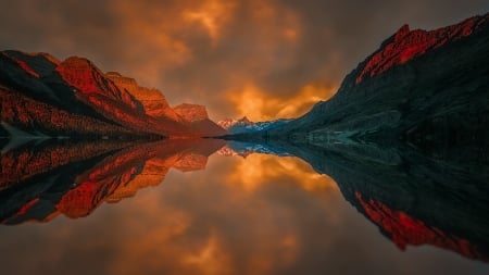 Lake Sunset - sunset, nature, cloud, Lake, sky