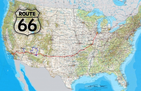 Route 66 - architecture, route 66, modern, map, cool, fun