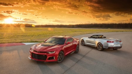 2017 Chevrolet Camaro ZL1 at Sunset - Muscle, Car, Red, Sunset, ZL1, Camaro, Chevrolet