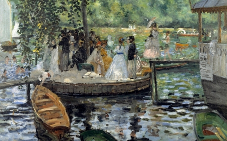 La Grenouillere - ssummer, pictura, people, painting, pierre auguste renoir, la grenouillere, art, luminos