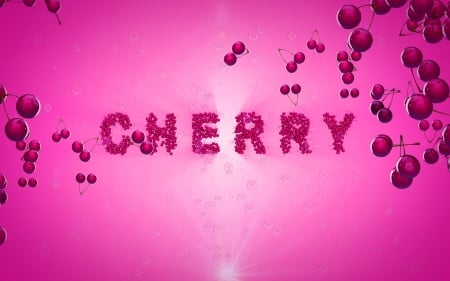 Cherry - summer, red, cherry, fruit, card, pink