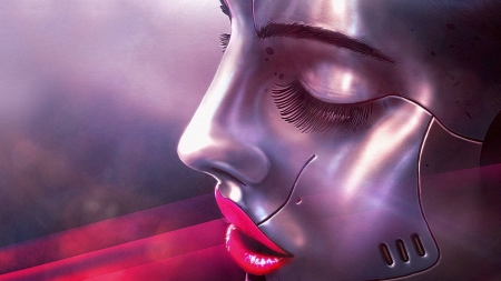 Cyborg Face - woman, face, art, cyborg