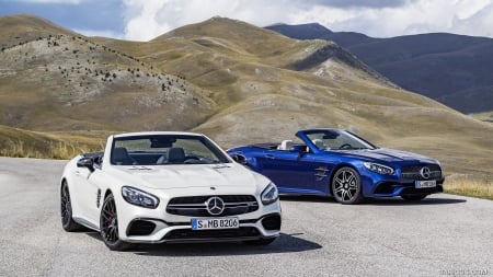 2017 Mercedes-AMG SL 63 and Mercedes-Benz SL500 AMG Line - sports, amg, sl63, mountain, benz, sl500, cars, mercedes