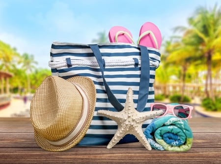 Summer Beach - starfish, towel, hat, bag