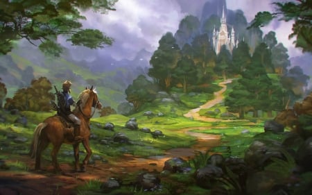 Legend of Zelda - fantasy, green, legend of zelda, art, castle, luminos