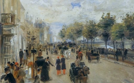 Paris - urban landscape, street, pictura, paris, people, pierre auguste renoire, painting, art