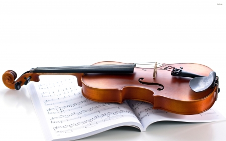 violin on music sheets - music, sheets, violin, book