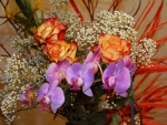 Orange Roses With Orchids