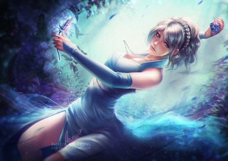 â™¥ - lady, fantasy, art, blue