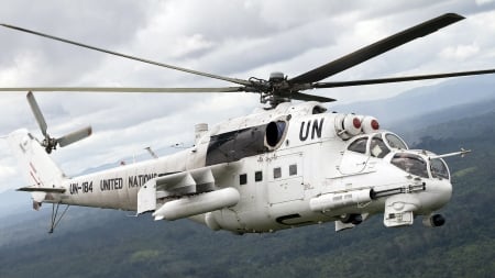 Mil MI-24 - United Nations - Helicopter, MI-24, War, United, Military, Mil, Nations