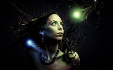 Fairies - fantasy, girl, fairy, night, light, dark, luminos