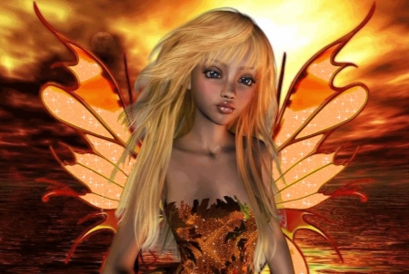 Fall Fairy - Digital, Wings, Fairies, Women, Art