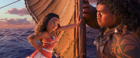 Moana - movie, girl, maui, disney, god, moana, fantasy