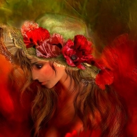 Woman in Poppy Hat
