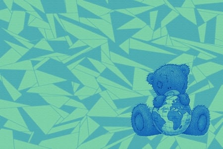 Where to Next - Pattern, Photoshop, Bear, Texture, Globe, Teddy, Blue, Abstract