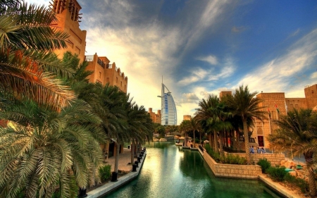 View of Dubai - modern, city, architecture, canal, monuments, world, streetscape