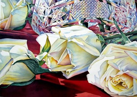 Shades Of Beauty - vase, roses, white, multicolored, art