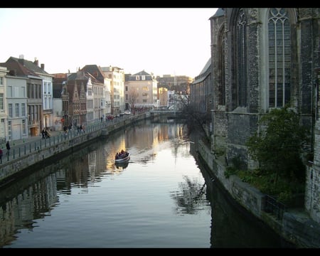 Canal in the Netherlands - netherlands, houses, water, canal, boat