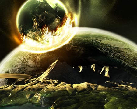 The Arrival - moon, armagedon, clash, comet, destruction, asteroid, 2012, end of the world, liquitech, end, the, global warming, arrival, planet, earth