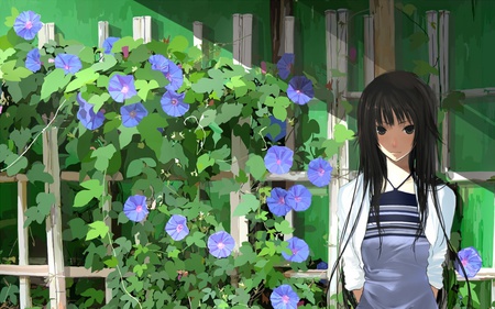 Flower Garden - girl, anime, flower