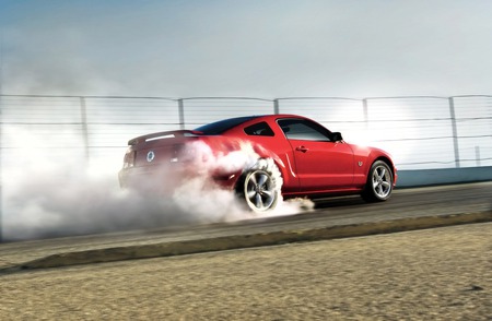 Ford Mustang 2009 - burning, tires