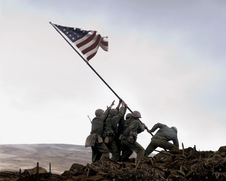 Flag raising - marines, iwo jima, military