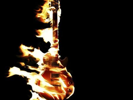 Gibson on Fire - entertainment, guitar, cool, sad, gibson, music, fire, other