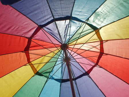 Thru the Umbrella - bright, vibrant, abstract, umbrella, photography, colorful