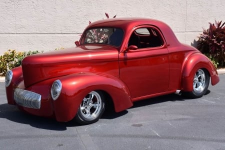 1941 Willy's Coupe 466CI V8 - lowrider, willys, coupe, car, red, old-timer