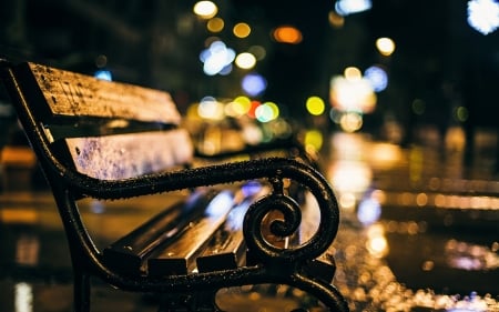 Urban Bench - benches, landscape, urban, night