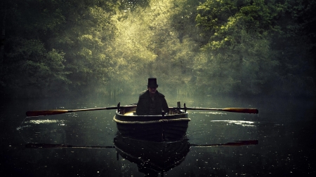 taboo-tom hardy - river, taboo, tree, boat