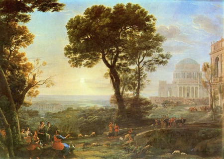 :-) - painting, art, people, luminos, claude lorrain, pictura, tree, canavas